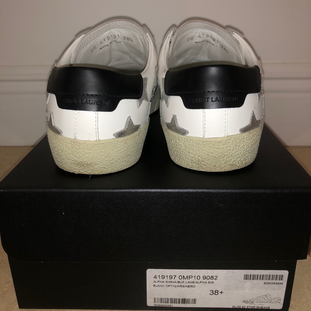 Saint Laurent White and Silver Star Sneakers - Picture 3 of 4